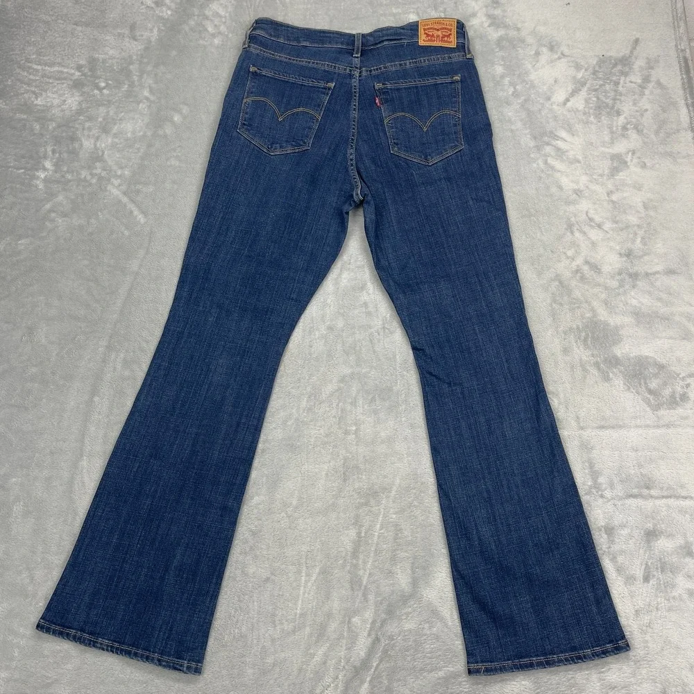 Levi's Jeans Mens 31x30 Blue Denim Whiskered Stretch 725 High Rise Bootcut Leg